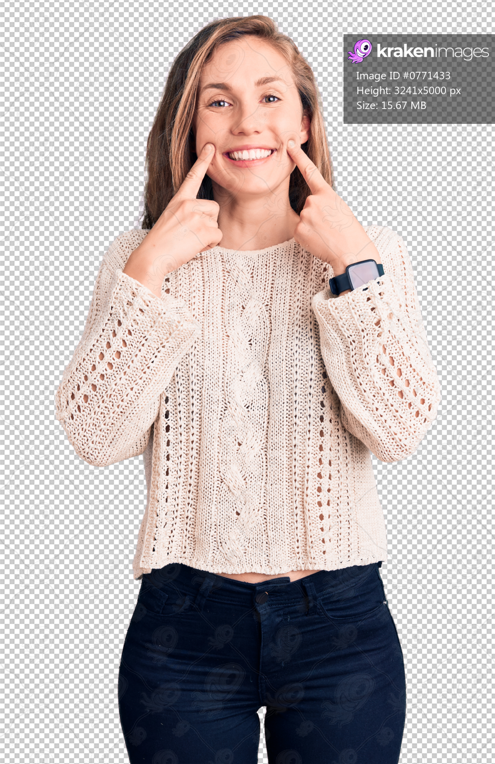 Young beautiful blonde woman wearing casual sweater smiling with open mouth, fingers pointing and forcing cheerful smile