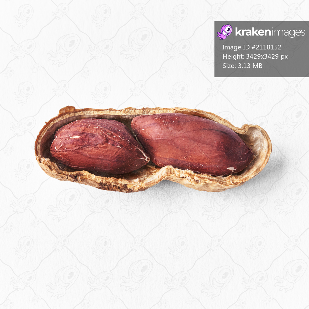  Middle peanut shell with peanuts isolated on a white background