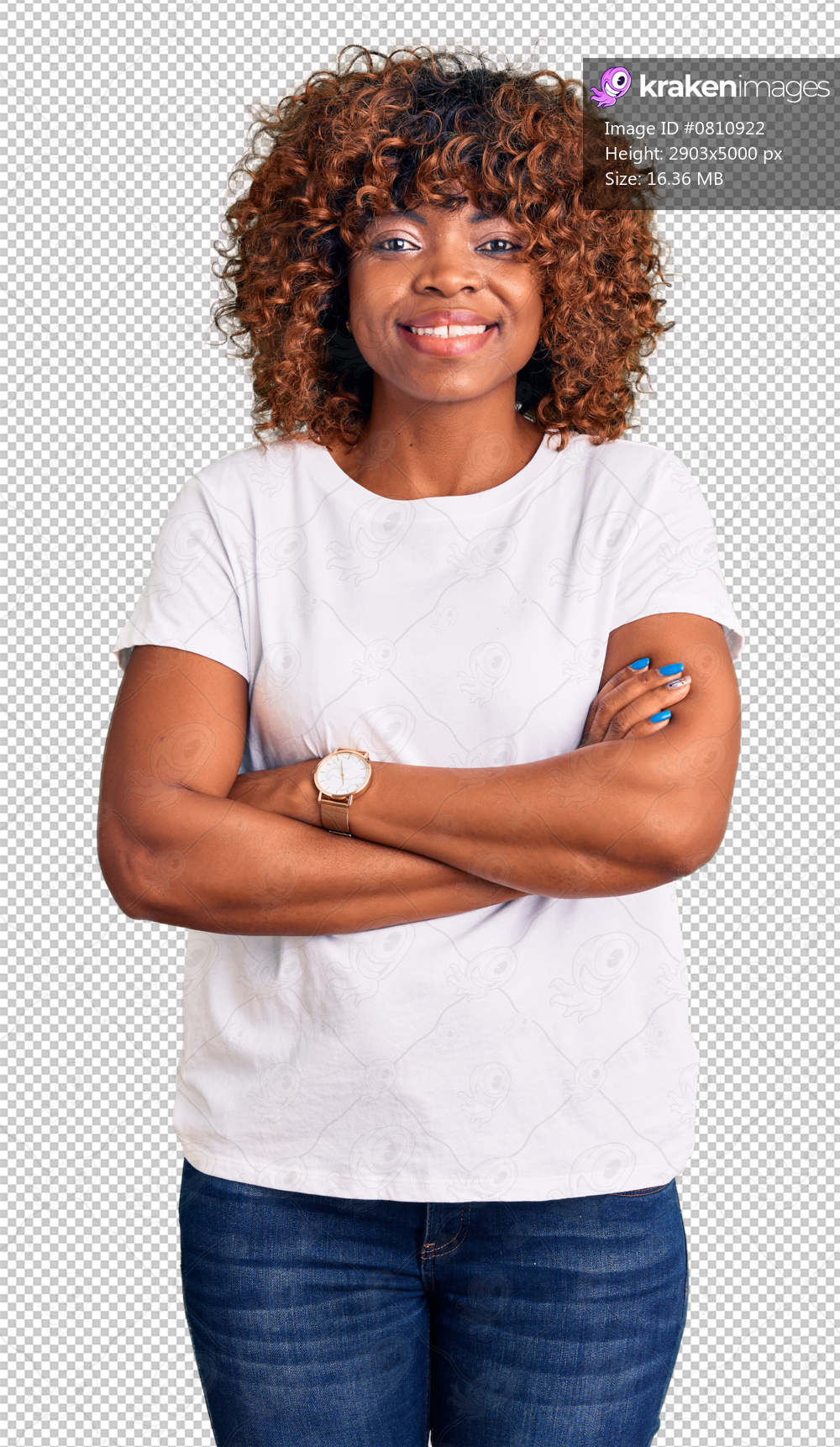 Young african american woman wearing casual white tshirt happy face smiling with crossed arms looking at the camera. positive person.