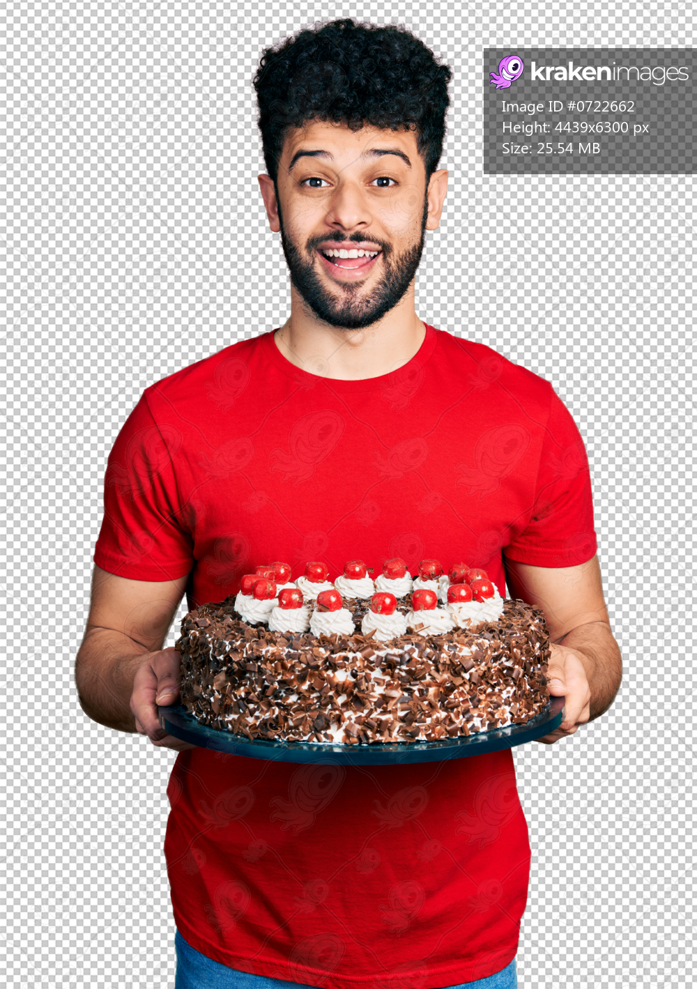 Happy Bearded Bald Man Holding Two Cream Cakes On Black Background. A Man  Squints Between Two Sweets Stock Photo, Picture and Royalty Free Image.  Image 130203957.
